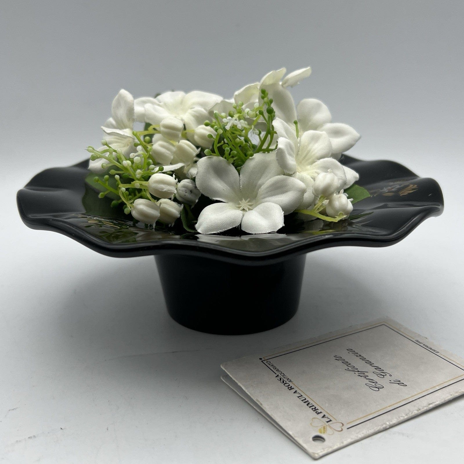 Antico vasetto vaso ciotola portafiori Alzatina Portcandela in vetro nero Categoria  Vasi e Portafiori