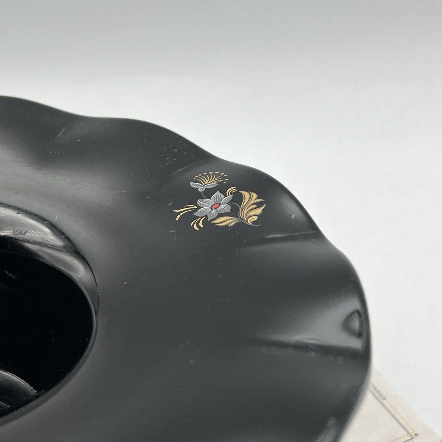 Antico vasetto vaso ciotola portafiori Alzatina Portcandela in vetro nero Categoria  Vasi e Portafiori