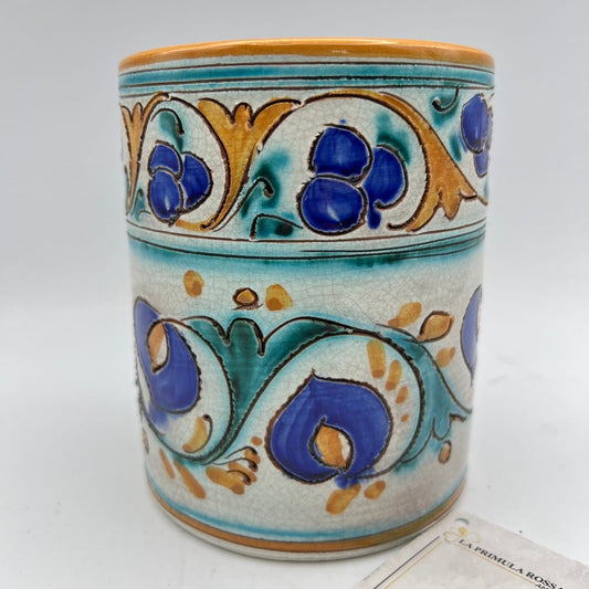 Antico Vaso Barattolo porta mestolo da cucina in ceramica terracotta firma Santi Categoria  Vasi e Portafiori