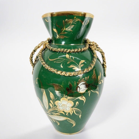 Antico Vaso in ceramica terraglia vintage verde  oro porta fiori anni 50 Firenze Categoria  Vasi e Portafiori