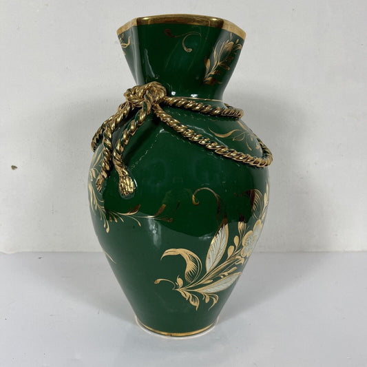 Antico Vaso in ceramica terraglia vintage verde  oro porta fiori anni 50 Firenze Categoria  Vasi e Portafiori