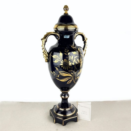 Antico Vaso in ceramica vintage blu cobalto e oro porta fiori anni 50 Firenze Categoria  Ceramiche e Porcellane
