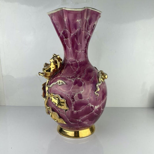Antico Vaso in ceramica vintage boredaux e Rosa oro porta fiori anni 50 Firenze Categoria  Ceramiche e Porcellane