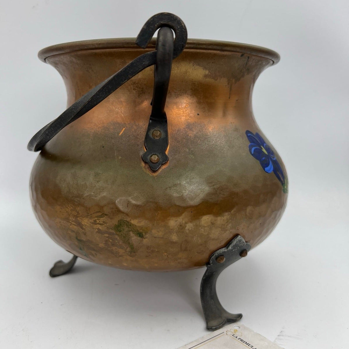 Antico Vaso in Rame Vecchia Pentola Dipinta con Manico Souvenir di Ginevra  1kg Categoria  altro