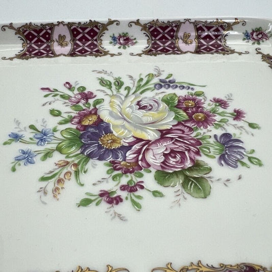 Antico vassoietto svuotatasche in porcellana T. Limoges vintage decoro con fiori Categoria  Centrotavola e Ciotole