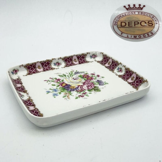 Antico vassoietto svuotatasche in porcellana T. Limoges vintage decoro con fiori Categoria  Centrotavola e Ciotole