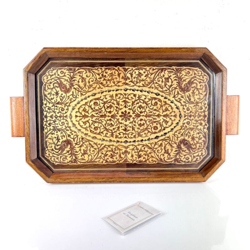 Antico Vassoio in legno sorrentino intarsio sorrento guantiera vintage manici Categoria  Vassoi