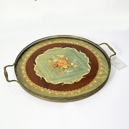 Antico Vassoio in legno sorrentino intarsio sorrento guantiera vintage manici 60 Categoria  Vassoi