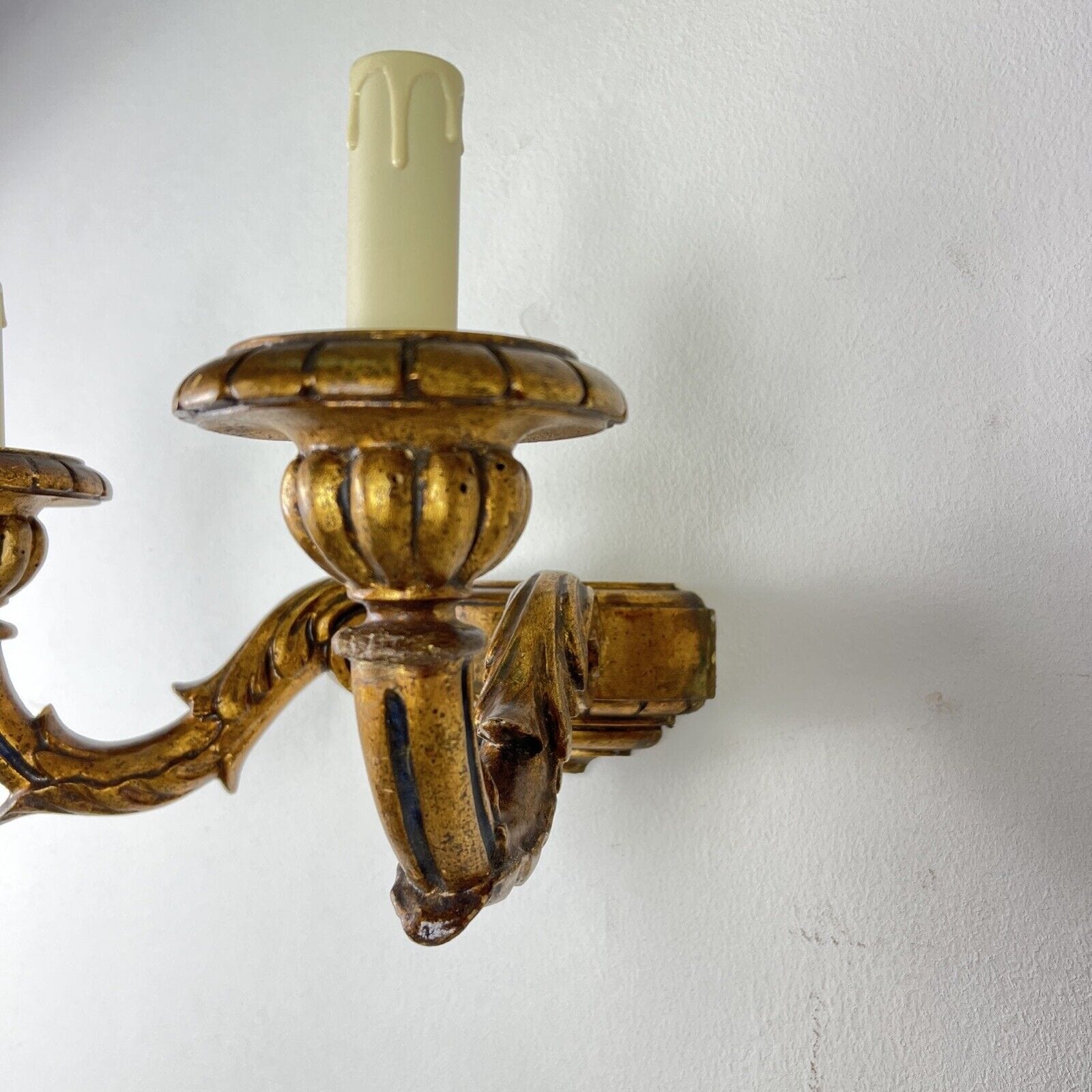 Applique antico stile barocco vintage in legno dorato oro lampada da parete Categoria  Lampade Appliques