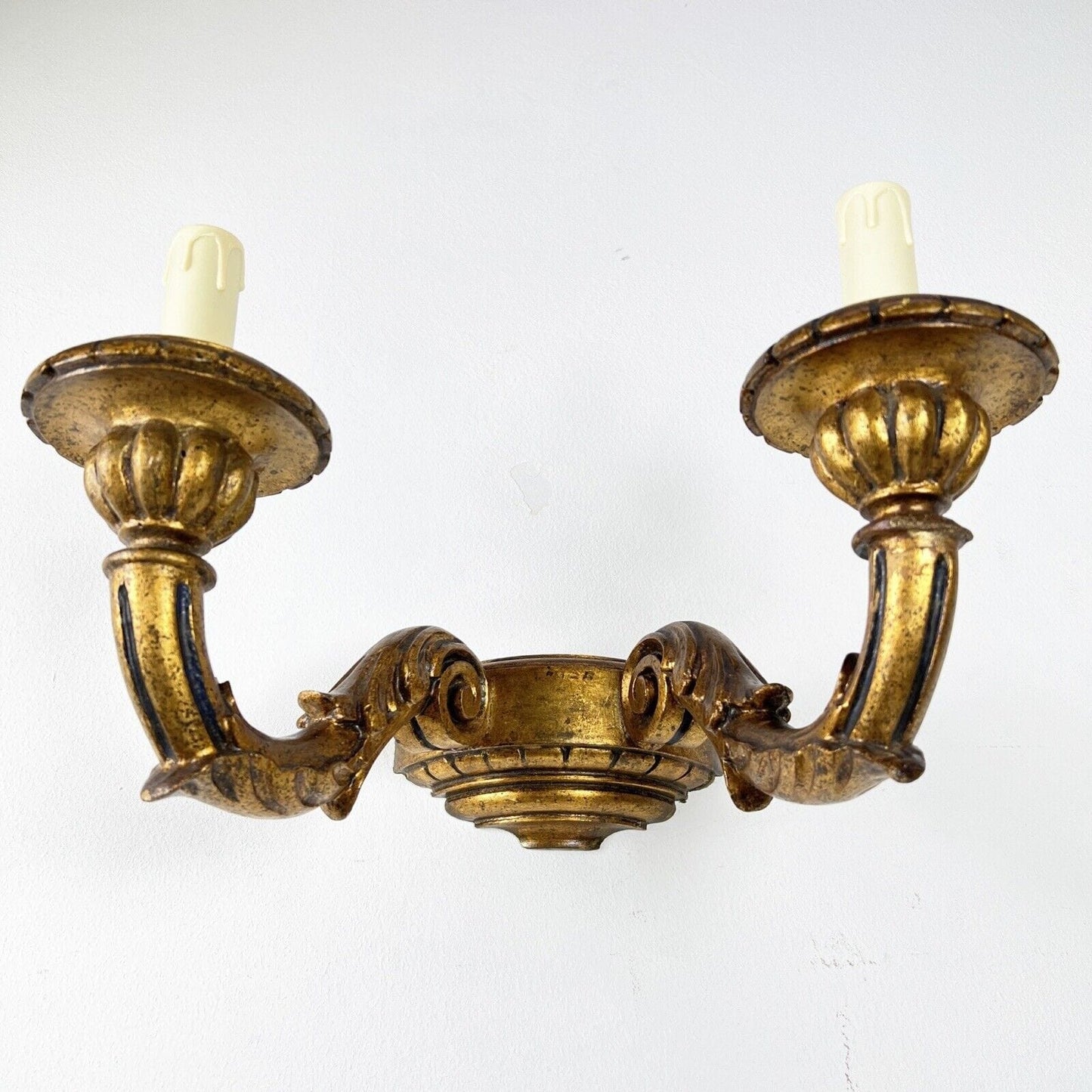 Applique antico stile barocco vintage in legno dorato oro lampada da parete Categoria  Lampade Appliques