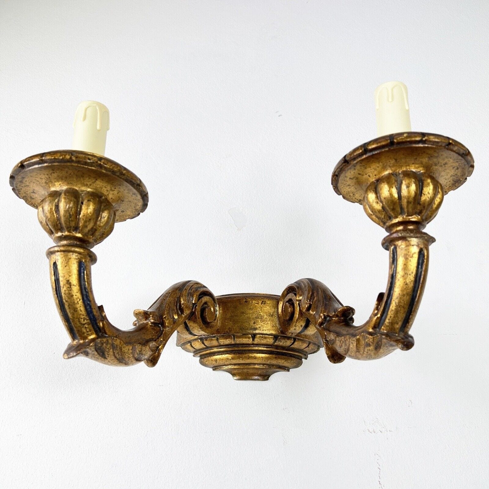 Applique antico stile barocco vintage in legno dorato oro lampada da parete Categoria  Lampade Appliques