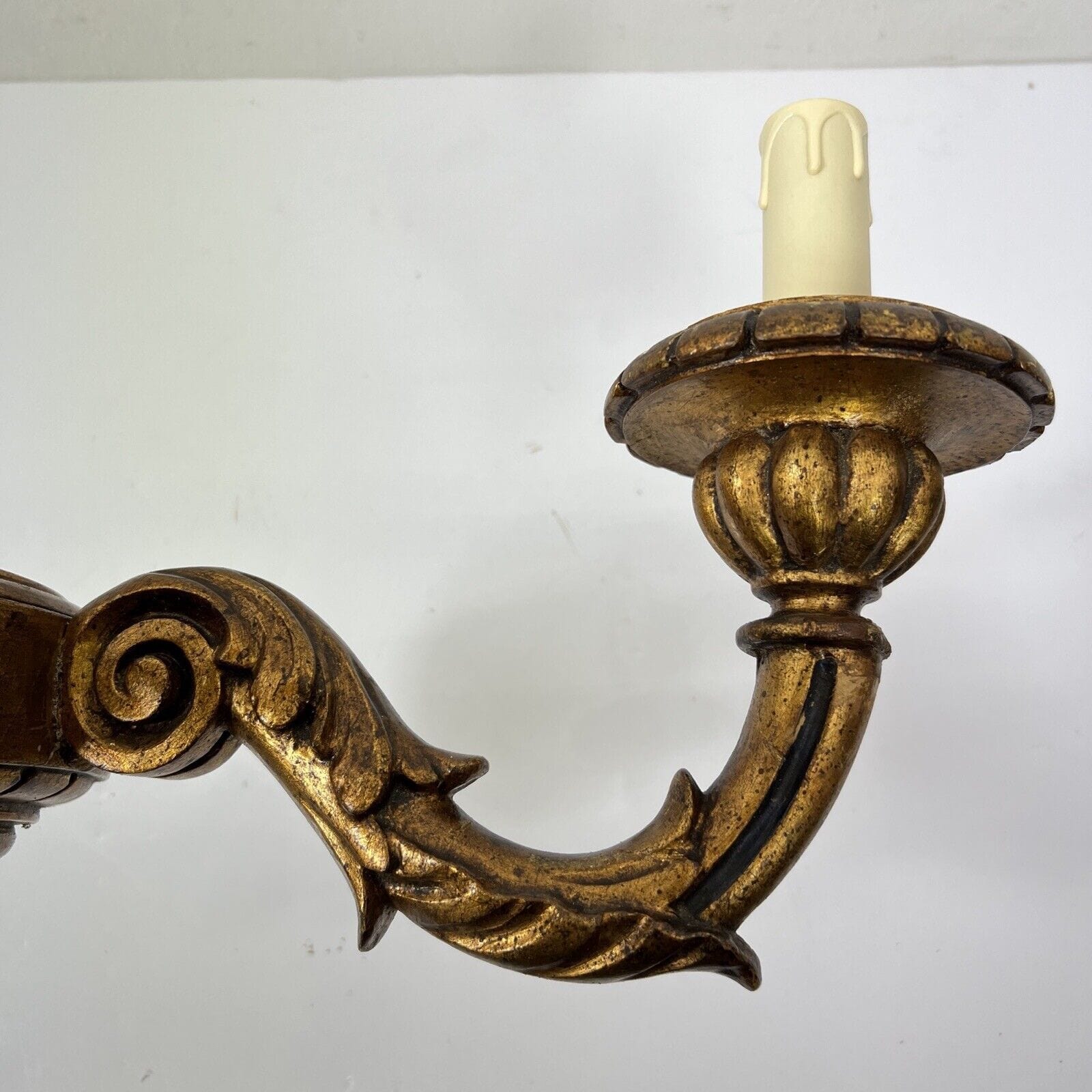 Applique antico stile barocco vintage in legno dorato oro lampada da parete Categoria  Lampade Appliques