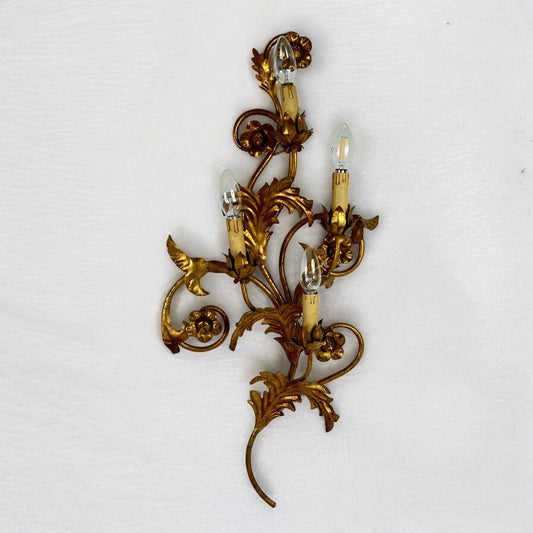 Applique dorato foglie d'acanto a 4 fiamme luci Lampada da parete stile antico Categoria  Lampade Appliques