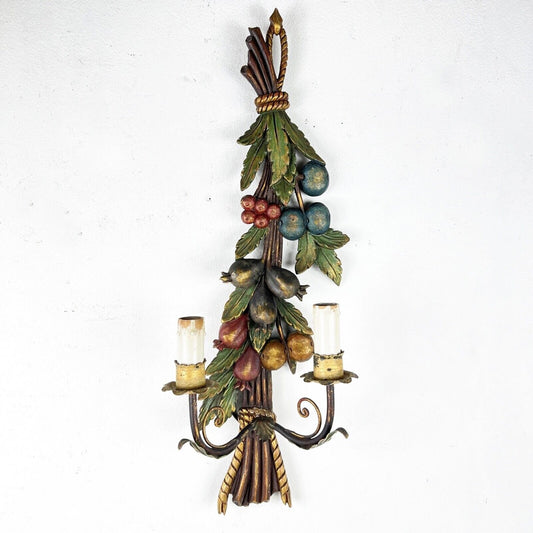 Applique stile antico in legno intagliato scolpito motivo frutta Fiorentina Categoria  Lampade Appliques