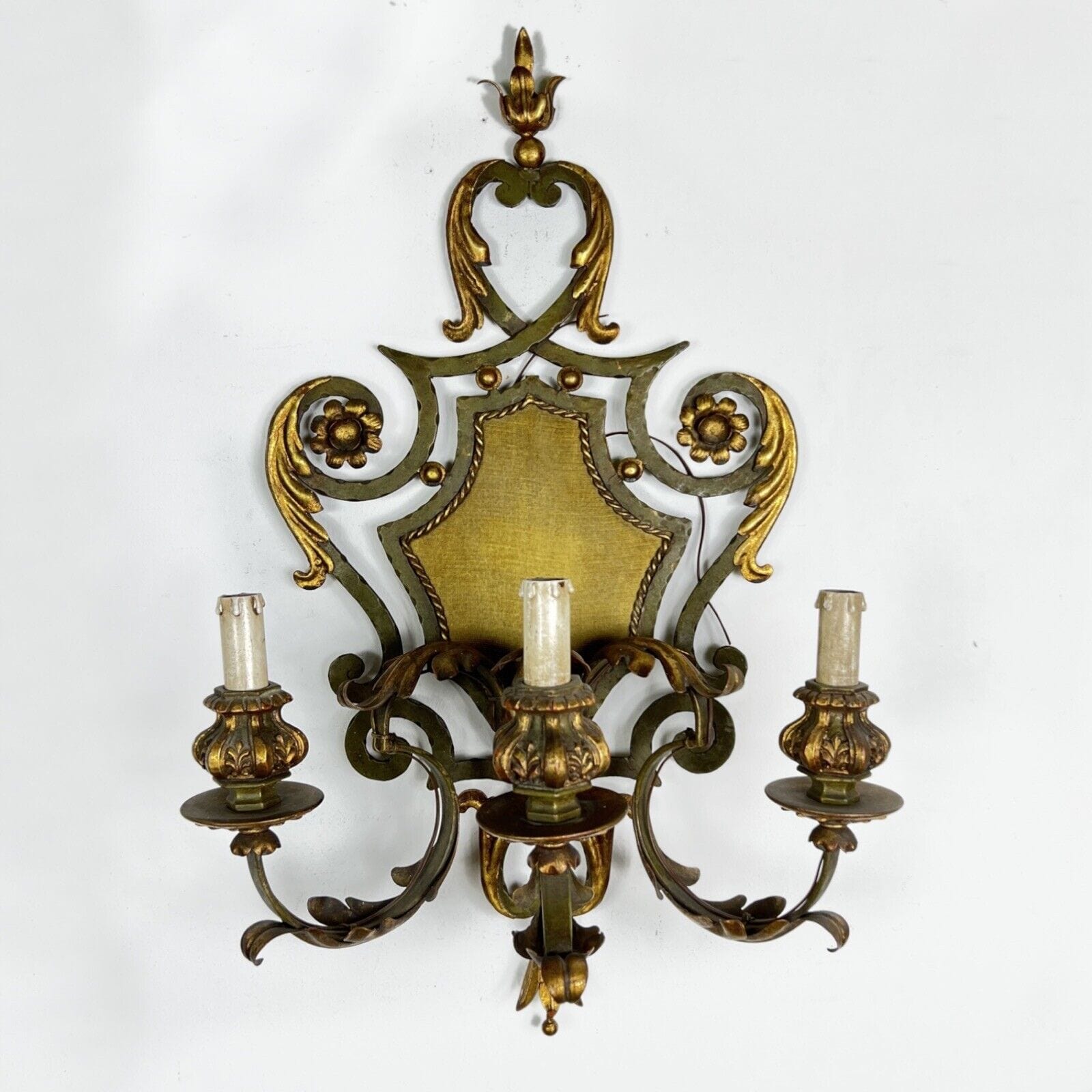 Applique vintage stile antico in ferro battuto verde oro lampada da parete Categoria  Lampade Appliques