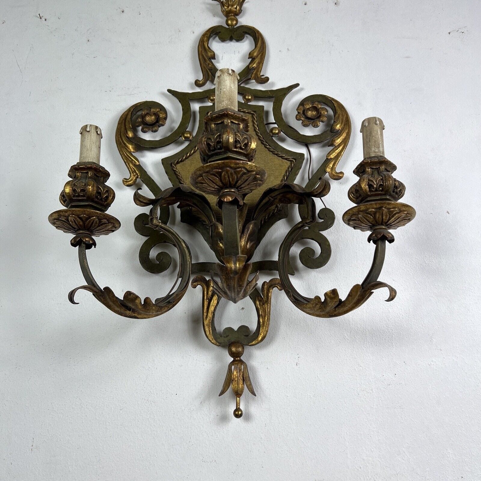 Applique vintage stile antico in ferro battuto verde oro lampada da parete Categoria  Lampade Appliques