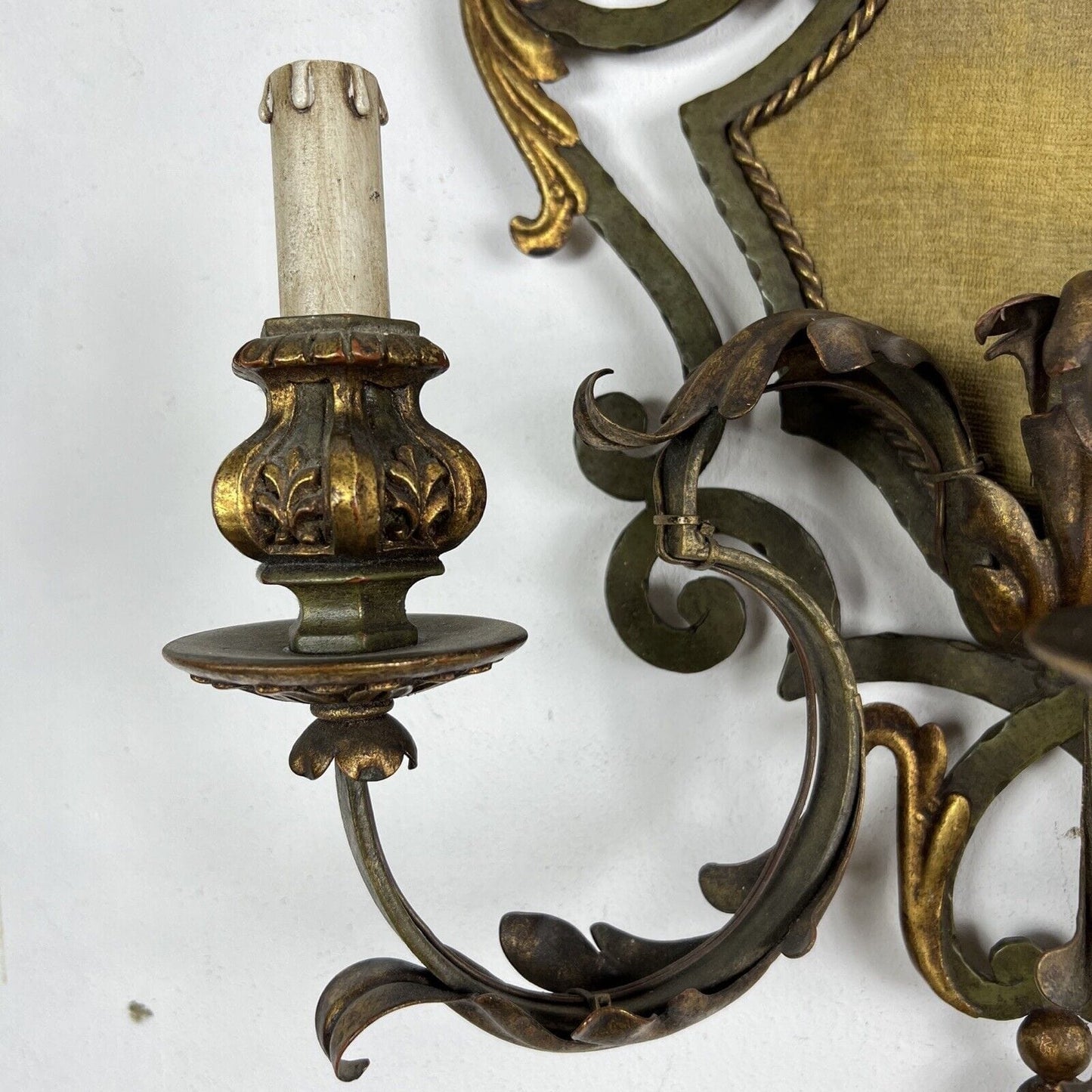 Applique vintage stile antico in ferro battuto verde oro lampada da parete Categoria  Lampade Appliques
