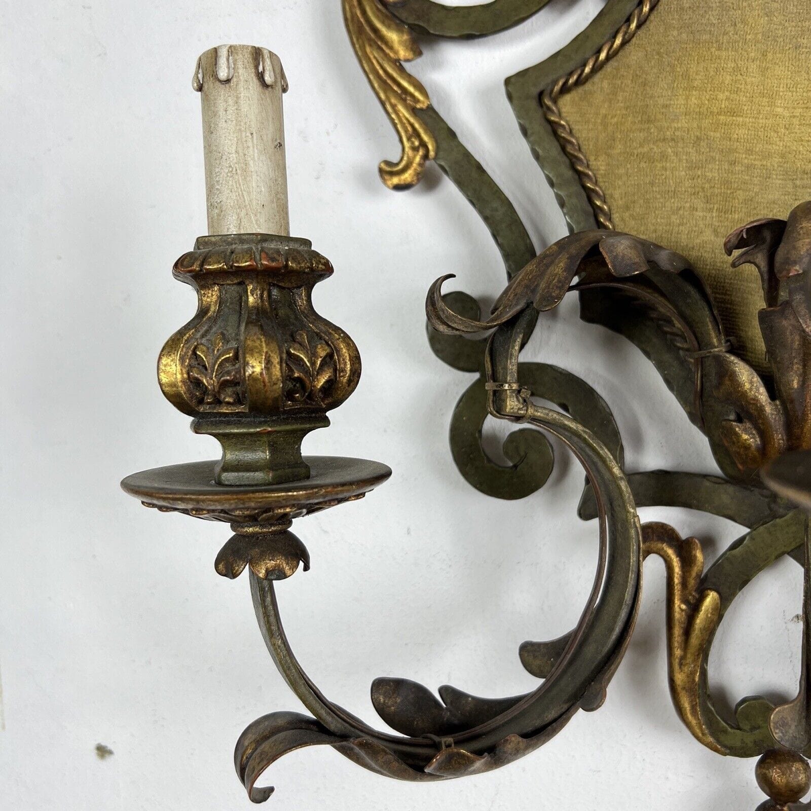 Applique vintage stile antico in ferro battuto verde oro lampada da parete Categoria  Lampade Appliques