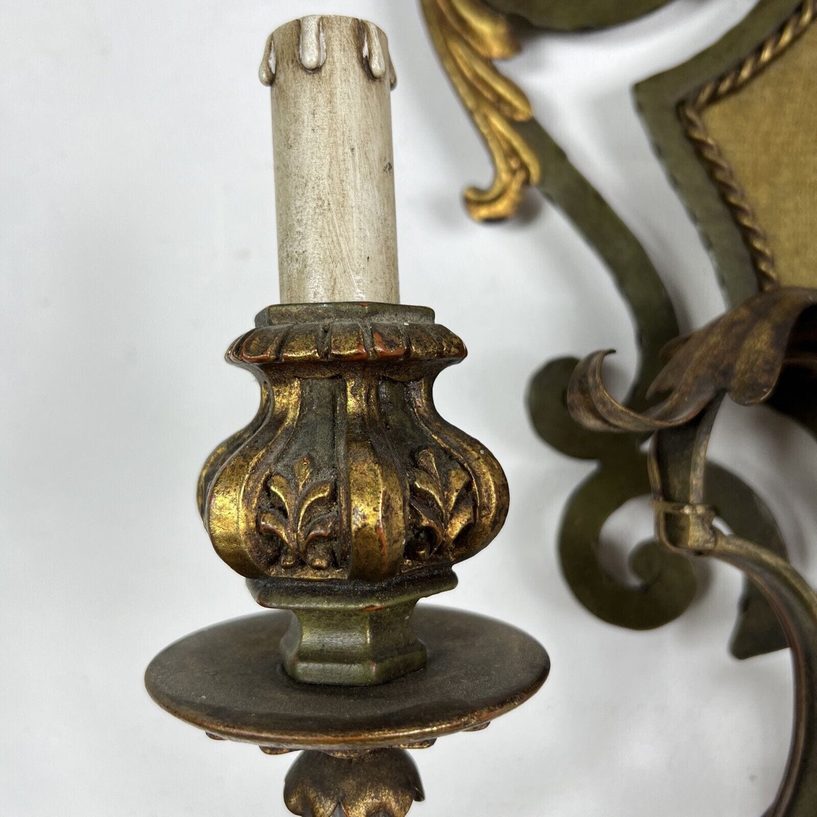 Applique vintage stile antico in ferro battuto verde oro lampada da parete Categoria  Lampade Appliques
