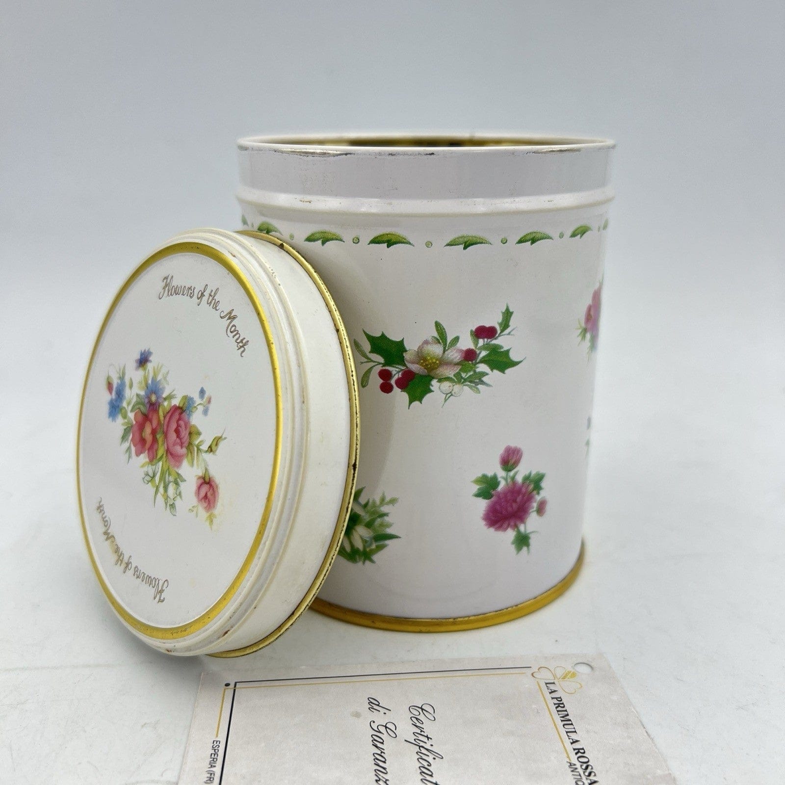 Barattolo Scatola di latta Royal Albert con mesi Flower Of The Month contenitore Categoria  Piatti Vassoio