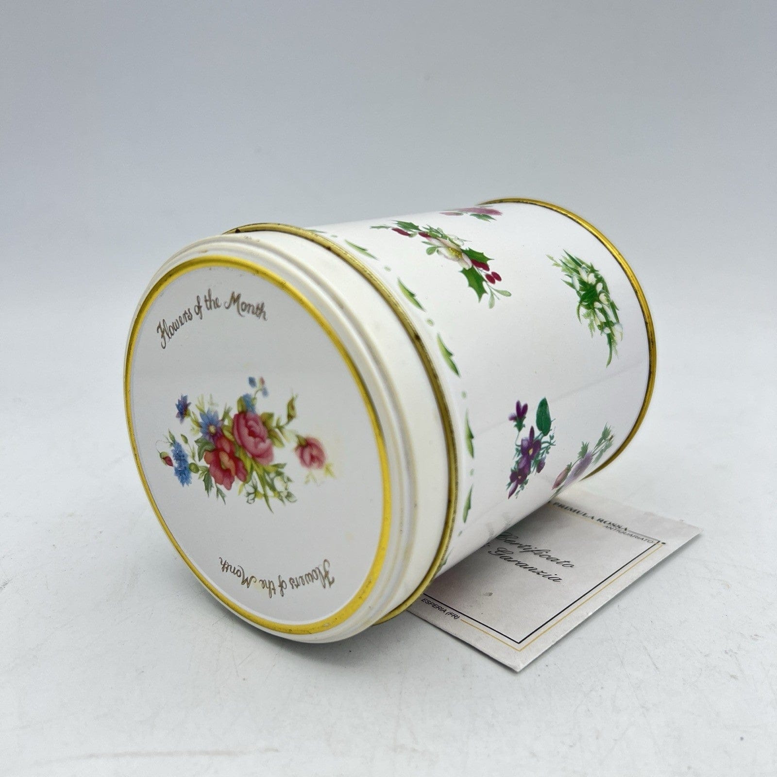 Barattolo Scatola di latta Royal Albert con mesi Flower Of The Month contenitore Categoria  Piatti Vassoio