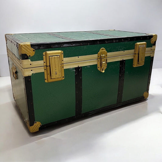 Baule antico in legno da viaggio Corredo Cassapanca 900 vintage Cassa verde Categoria  Casse & Bauli