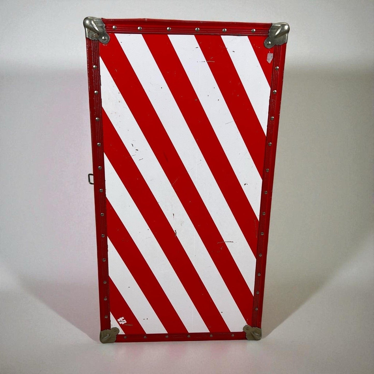 Baule antico in legno da viaggio Forziere 900 vintage Cassa Bianca Strisce Rossa Categoria  Casse & Bauli