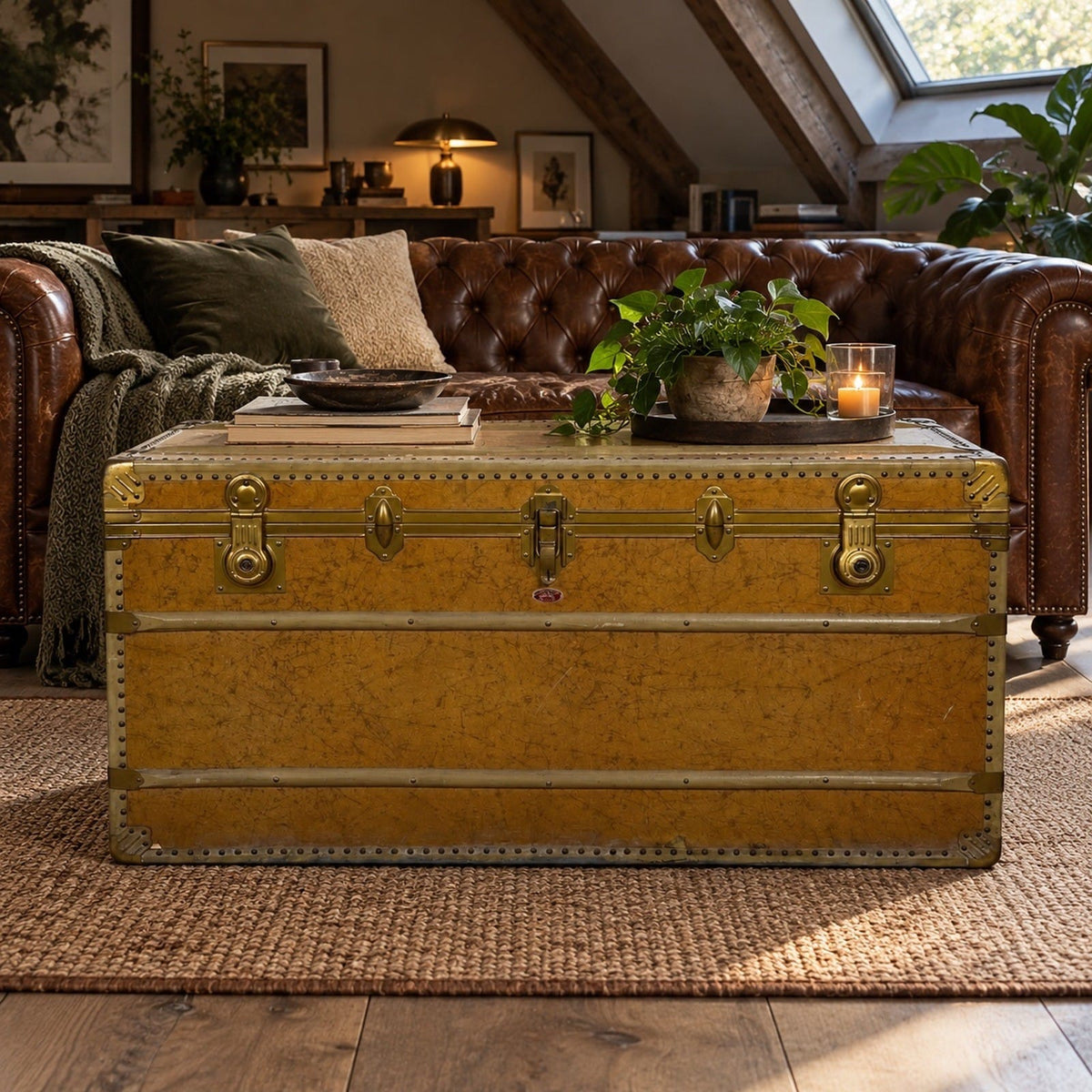 Baule antico in legno da viaggio Forziere Cassapanca 900 vintage Cassa marrone Categoria  Casse & Bauli
