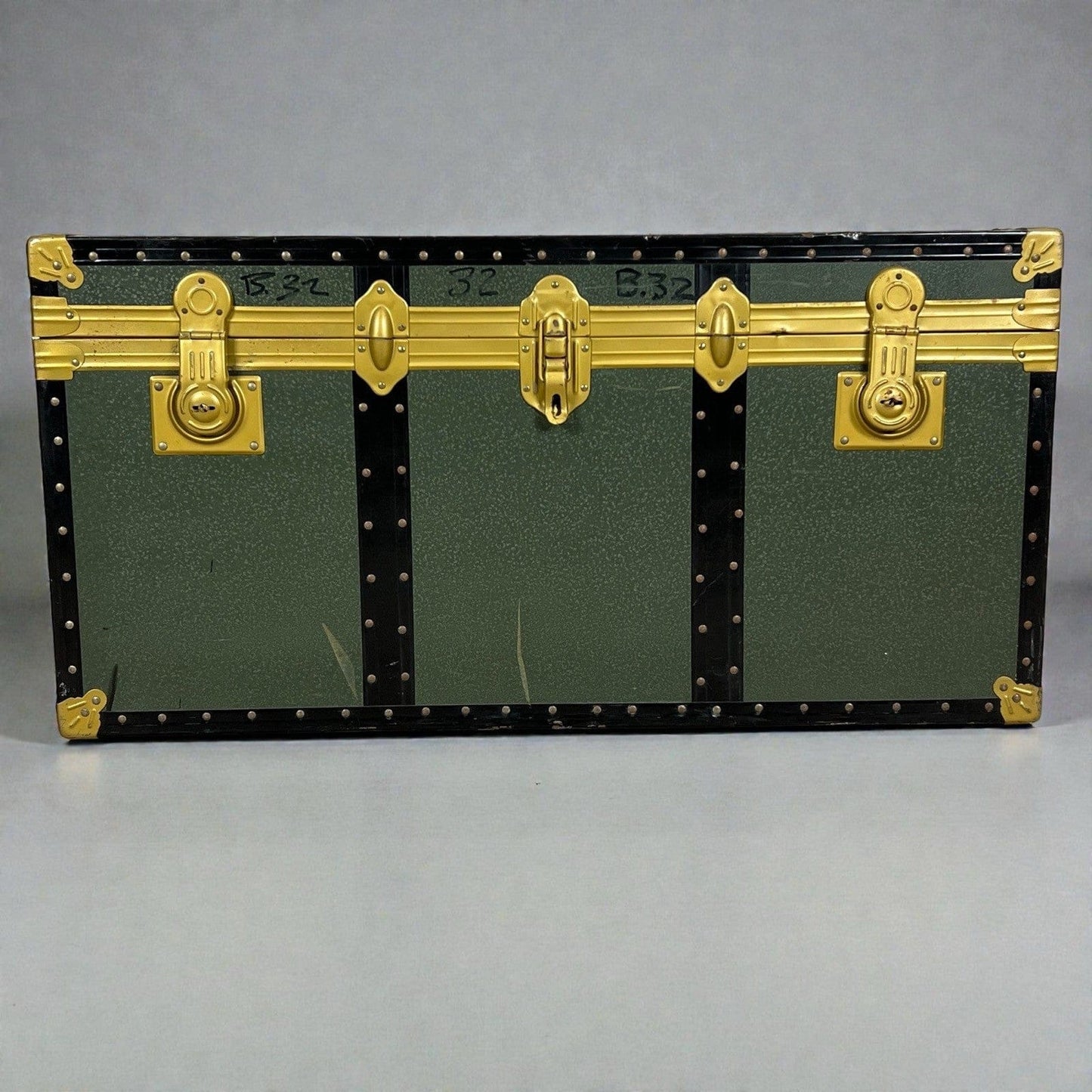 Baule antico in legno da viaggio Forziere Cassapanca 900 vintage Cassa verde Categoria  Casse & Bauli