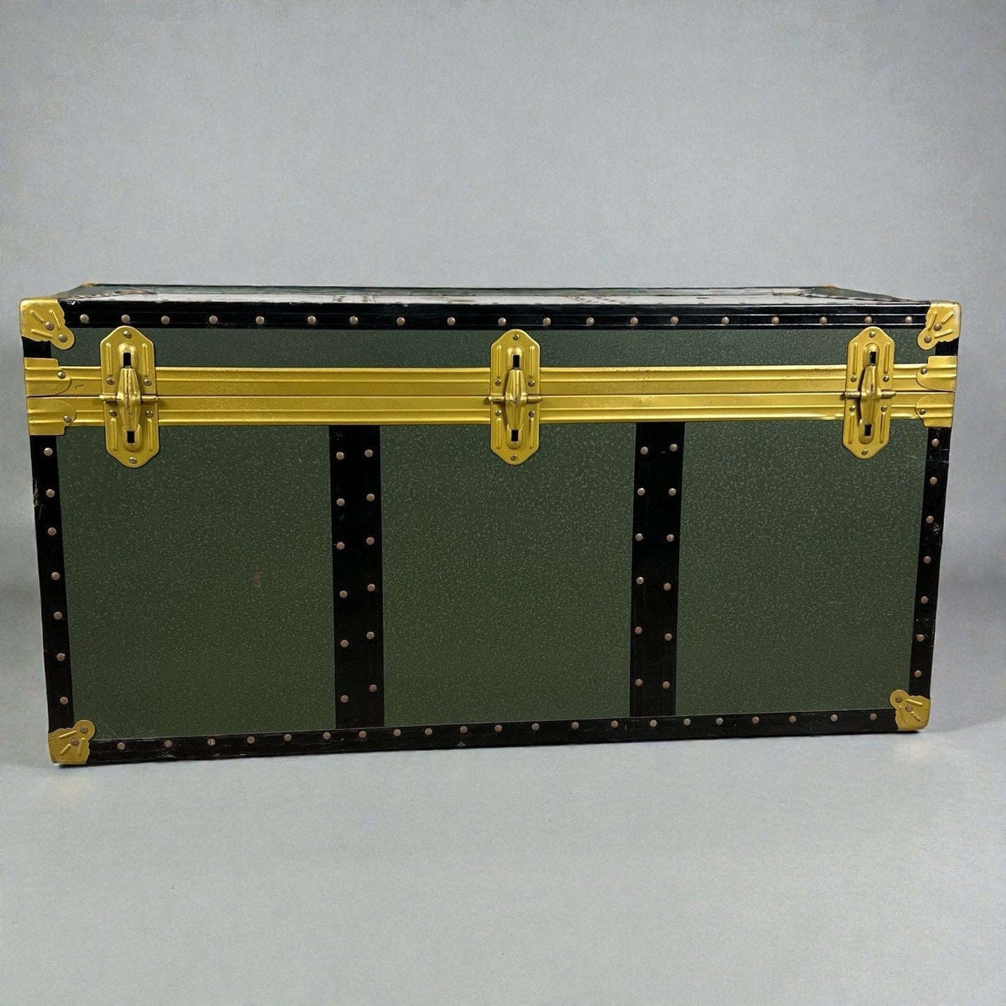 Baule antico in legno da viaggio Forziere Cassapanca 900 vintage Cassa verde Categoria  Casse & Bauli