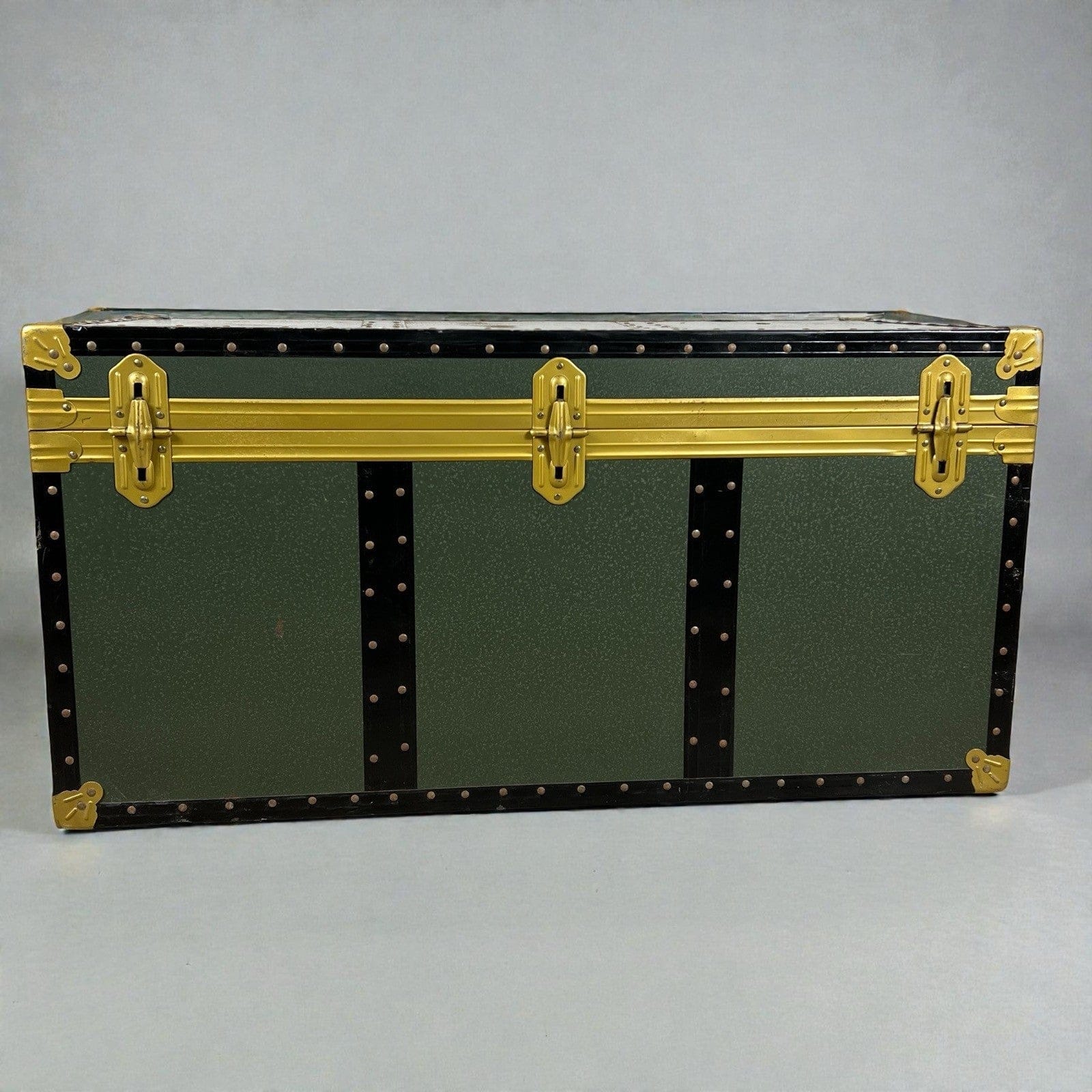 Baule antico in legno da viaggio Forziere Cassapanca 900 vintage Cassa verde Categoria  Casse & Bauli