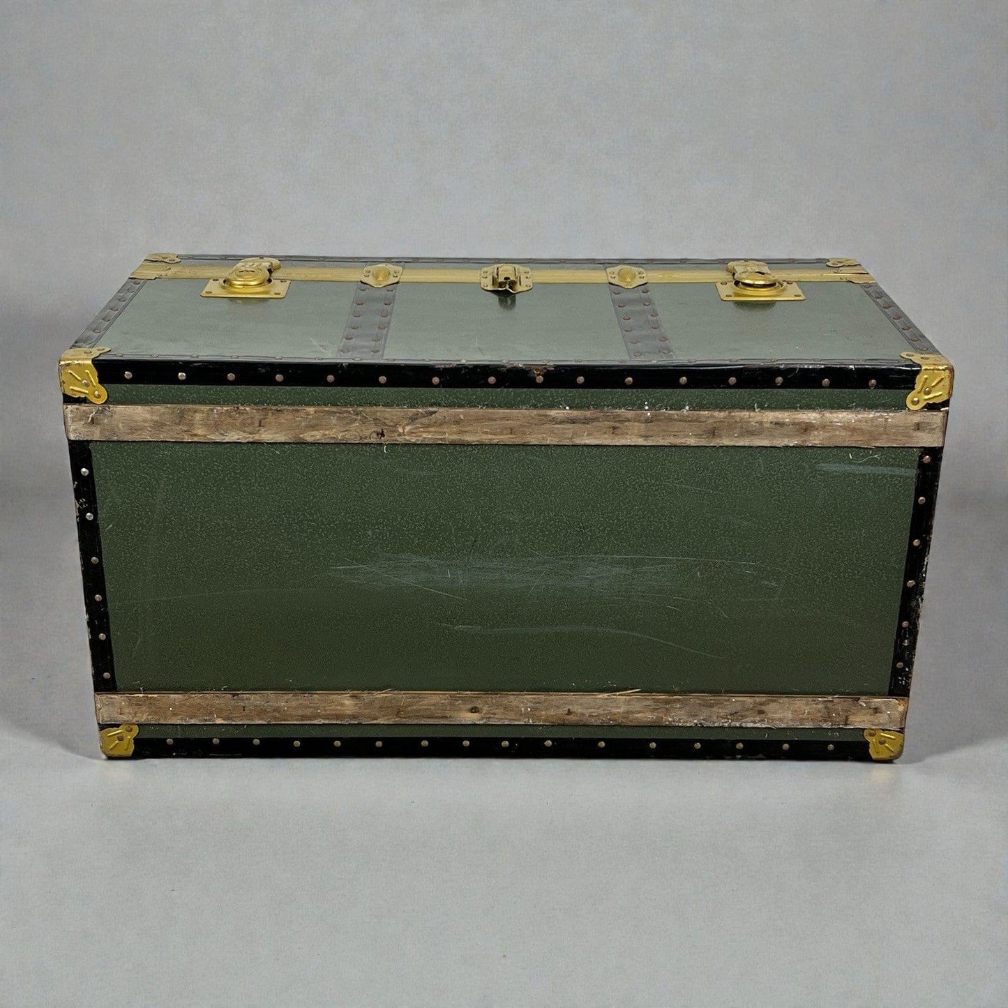 Baule antico in legno da viaggio Forziere Cassapanca 900 vintage Cassa verde Categoria  Casse & Bauli