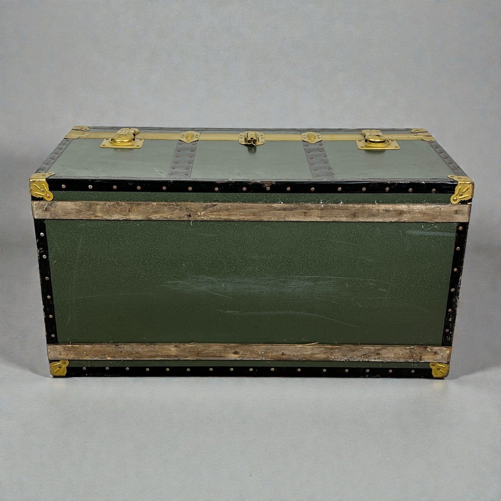 Baule antico in legno da viaggio Forziere Cassapanca 900 vintage Cassa verde Categoria  Casse & Bauli