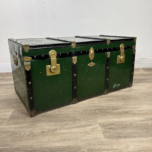 Baule antico in legno da viaggio Forziere Cassapanca 900 vintage Cassa verde Categoria  Casse & Bauli