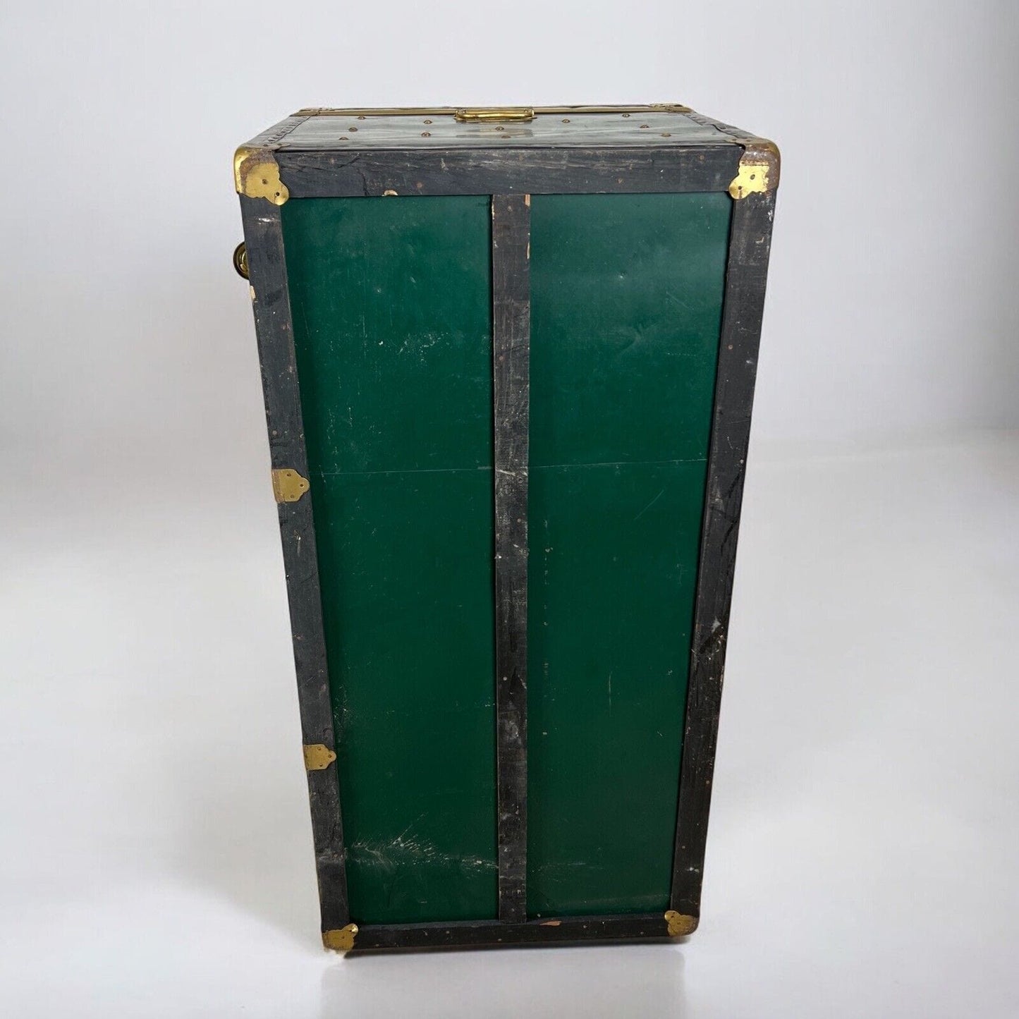 Baule antico in legno da viaggio Forziere Cassapanca 900 vintage Cassa verde '50 Categoria  Casse & Bauli