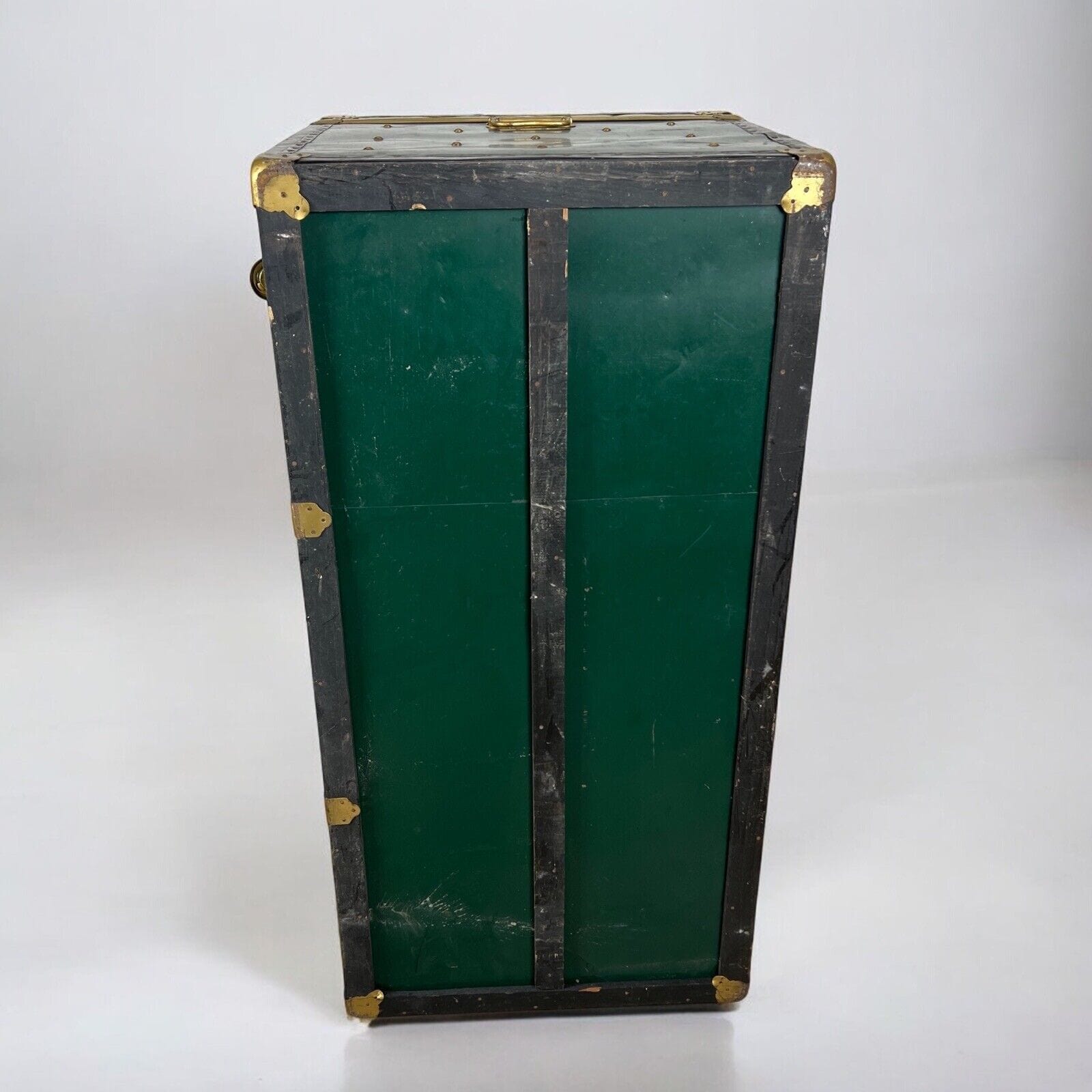 Baule antico in legno da viaggio Forziere Cassapanca 900 vintage Cassa verde '50 Categoria  Casse & Bauli