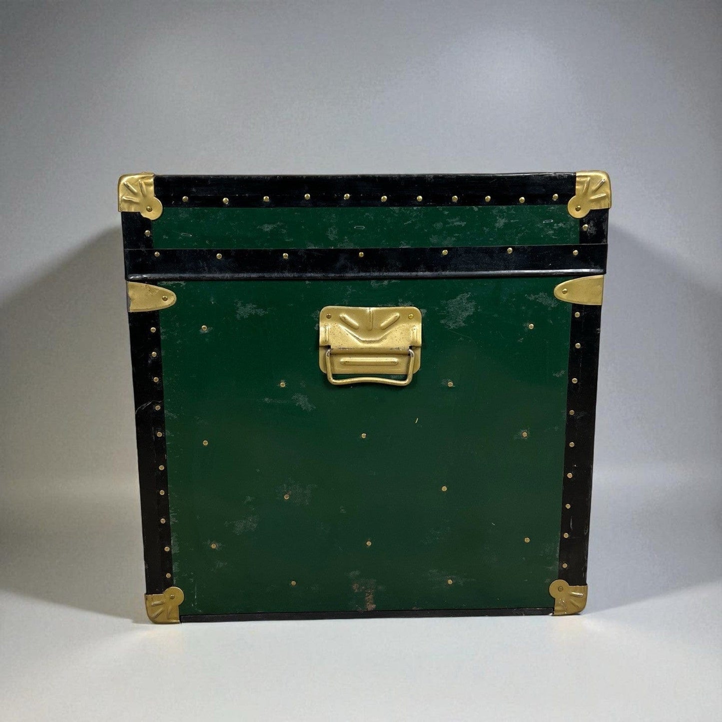 Baule antico in legno da viaggio Forziere Cassapanca 900 vintage Cassa verde '50 Categoria  Casse & Bauli