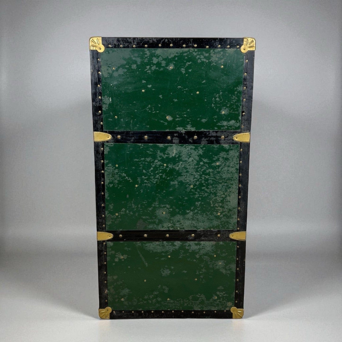 Baule antico in legno da viaggio Forziere Cassapanca 900 vintage Cassa verde '50 Categoria  Casse & Bauli