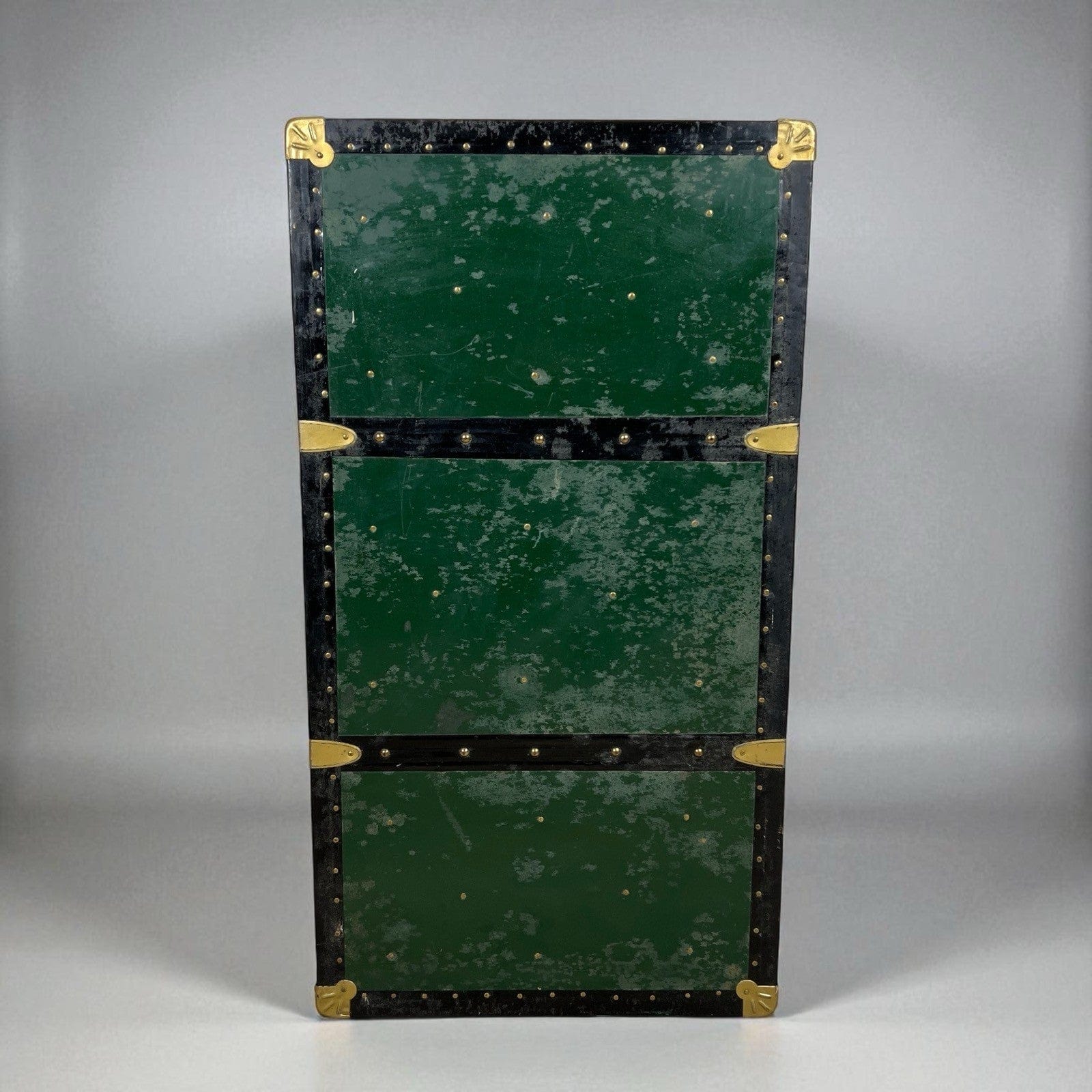 Baule antico in legno da viaggio Forziere Cassapanca 900 vintage Cassa verde '50 Categoria  Casse & Bauli