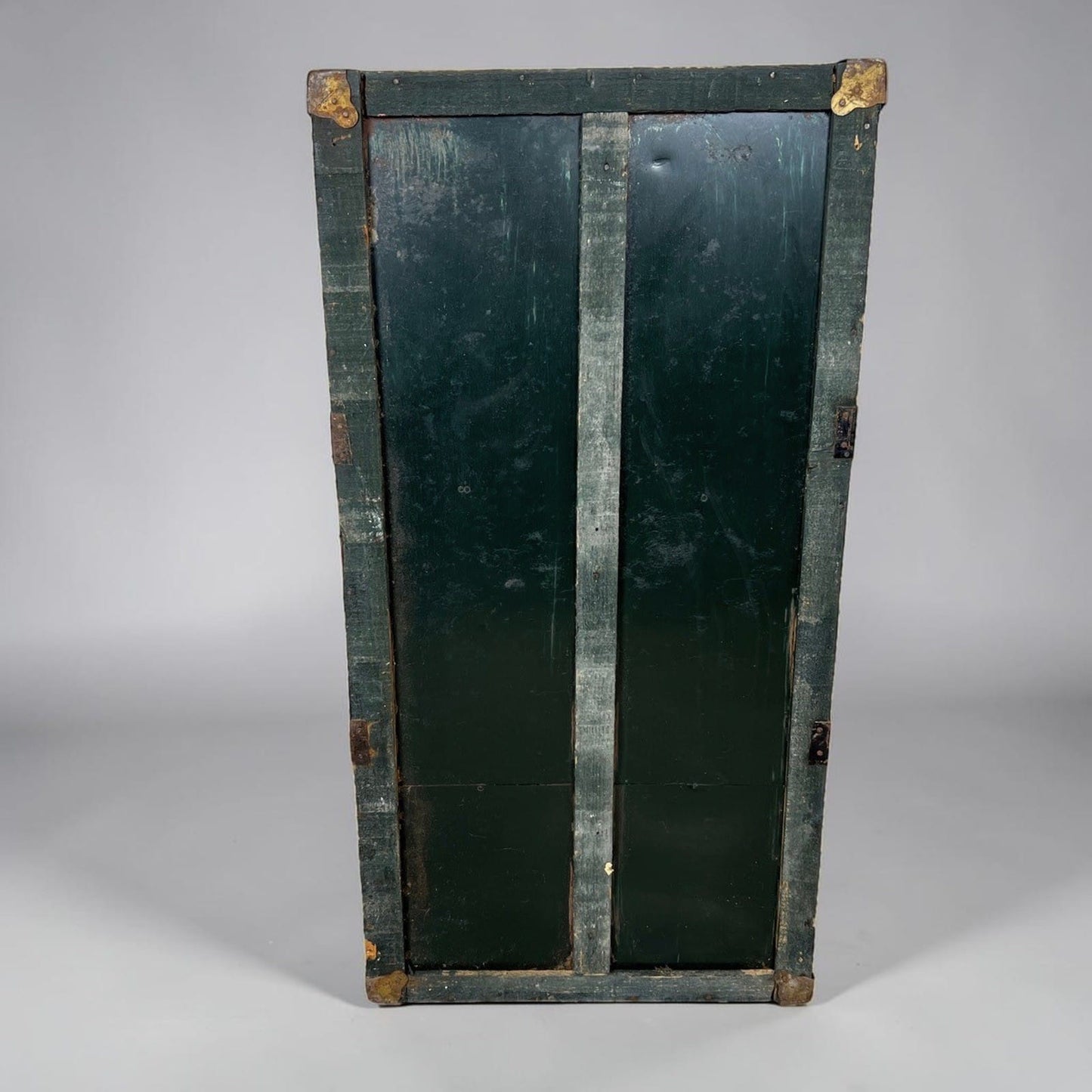 Baule antico in legno da viaggio Forziere Cassapanca 900 vintage Cassa verde '50 Categoria  Casse & Bauli