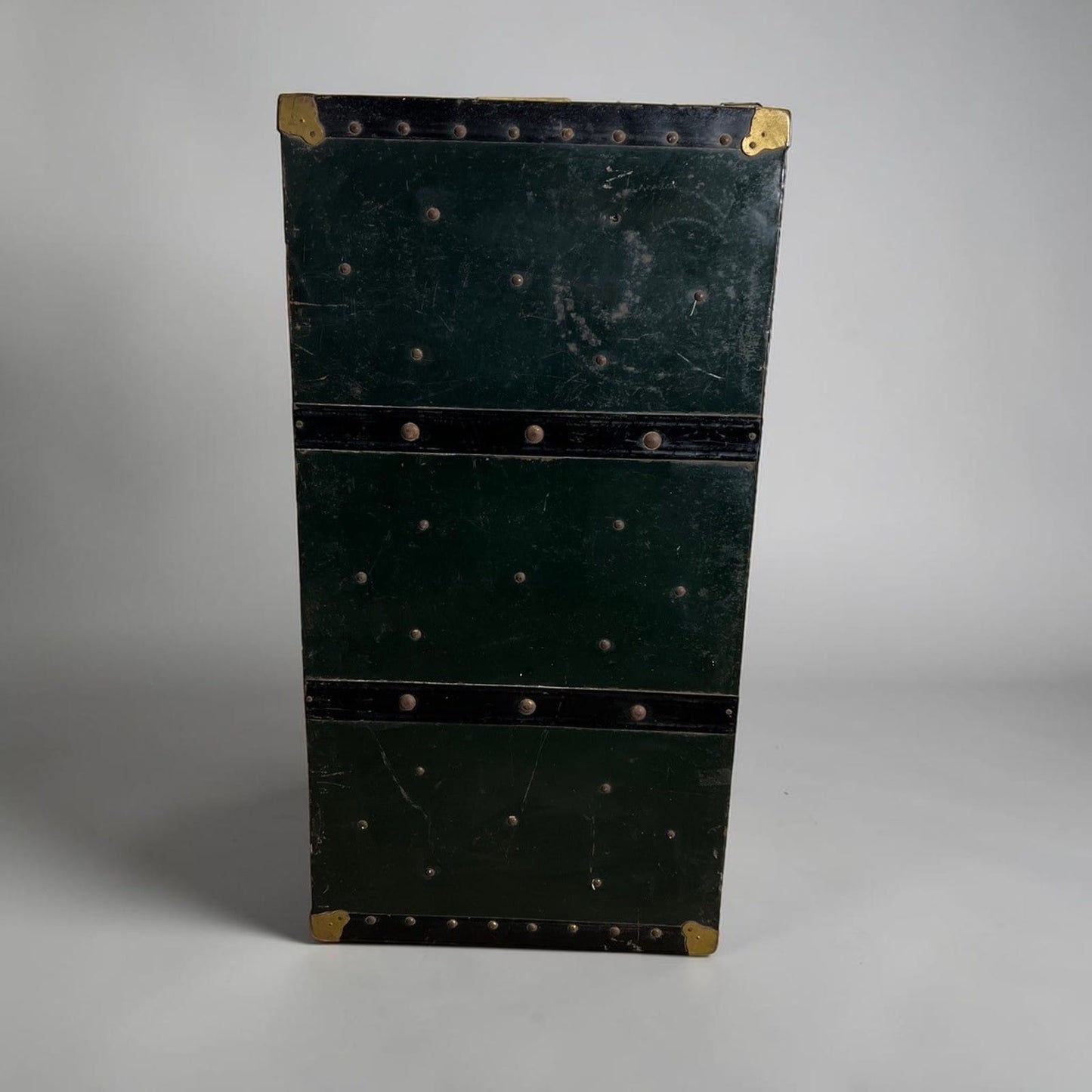 Baule antico in legno da viaggio Forziere Cassapanca 900 vintage Cassa verde '50 Categoria  Casse & Bauli