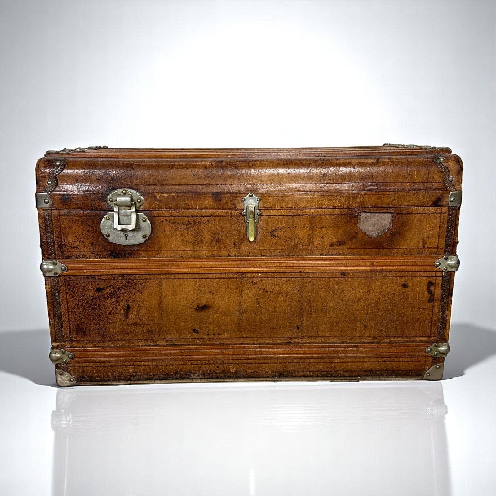 Baule antico in legno da viaggio in pelle con cassetti Cassa d'epoca  800 Arredo Categoria  Casse & Bauli