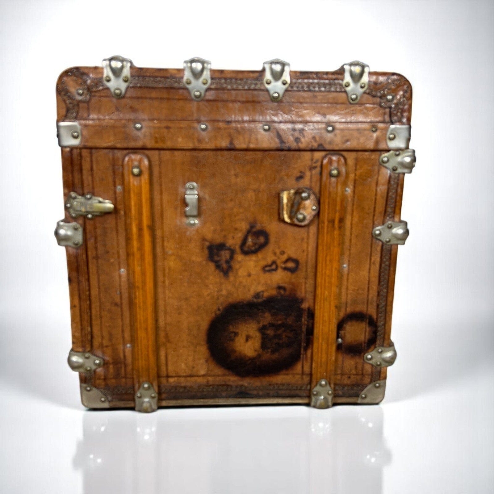 Baule antico in legno da viaggio in pelle con cassetti Cassa d'epoca  800 Arredo Categoria  Casse & Bauli