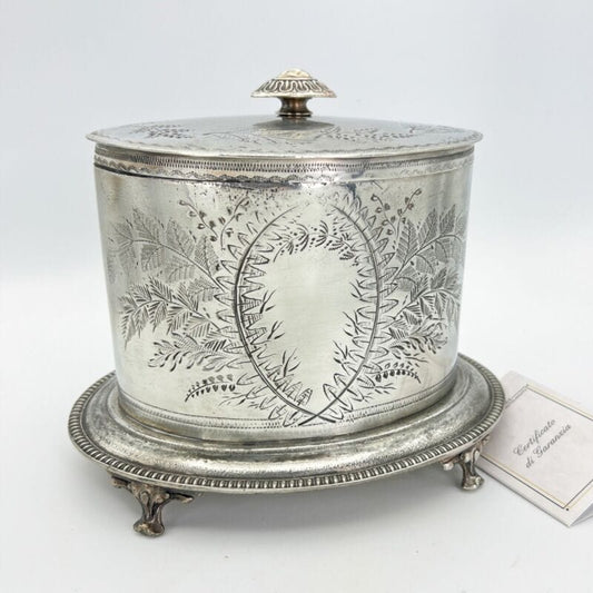 Biscottiera antica in argento sheffield scatola silver plate porta biscotti 800 Categoria  Sheffield & Argento