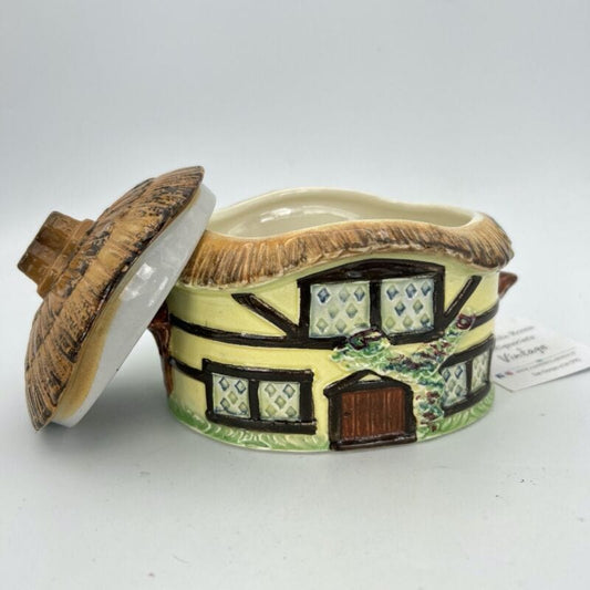 Biscottiera d'epoca in ceramica dipinta a mano Scatola cottage Inglese Casetta Categoria  Altro