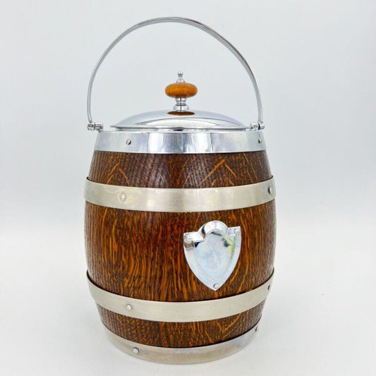Biscottiera D'epoca In Legno E Ceramica Porta Biscotti Antica Scatola Inglese Categoria  Scatole in legno