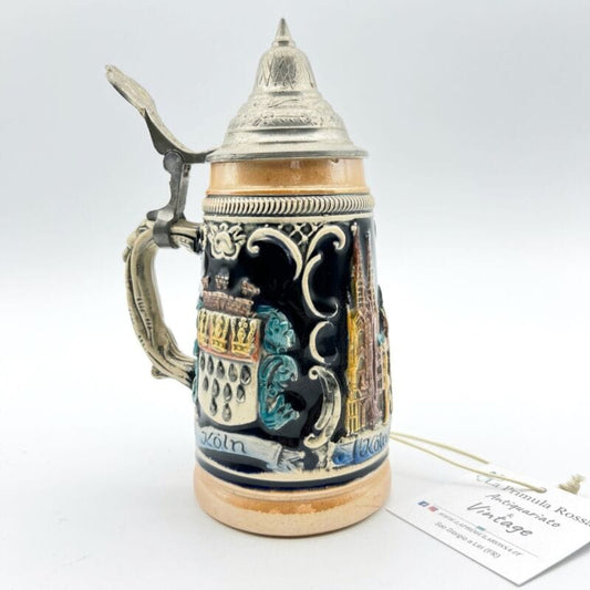 Boccale da birra in ceramica Colonia vintage con coperchio in peltro bicchiere Categoria  Boccali