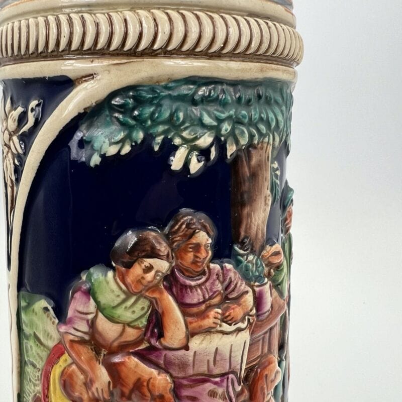 Boccale da birra in ceramica Tedesco di Caccia vintage con coperchio Cacciatori Categoria  Boccali