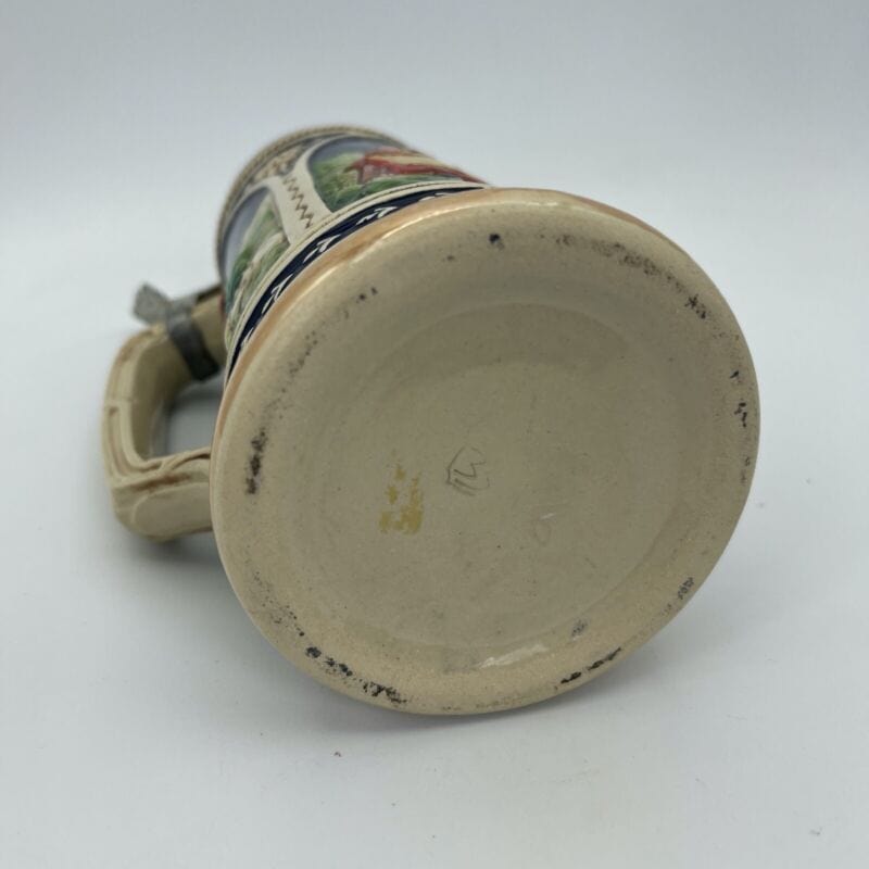 Boccale da birra in ceramica Tedesco di Caccia vintage con coperchio Cacciatori Categoria  Boccali
