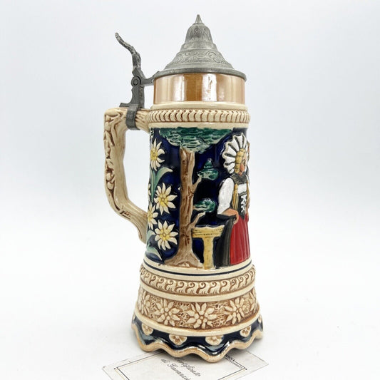 Boccale da birra in ceramica tedesco vintage carillon con coperchio Portapenne Categoria  Boccali